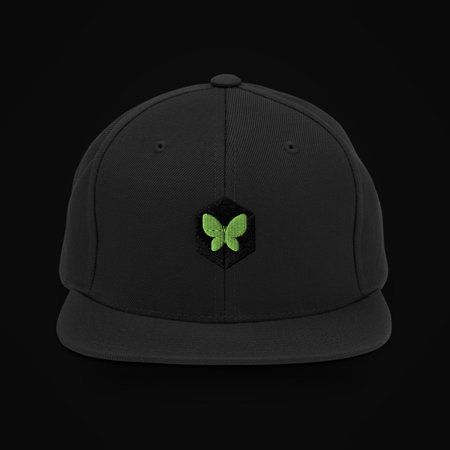 Snapback — butterfly, green, cubed