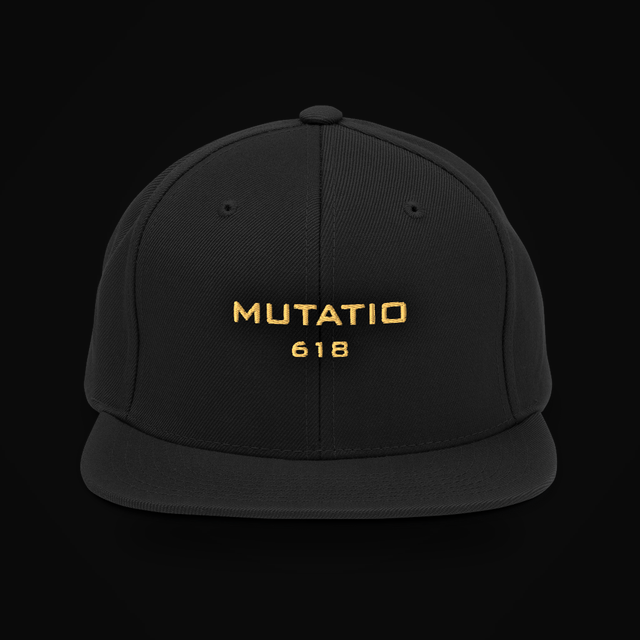 Snapback — MUTATIO 618 wordmark, gold