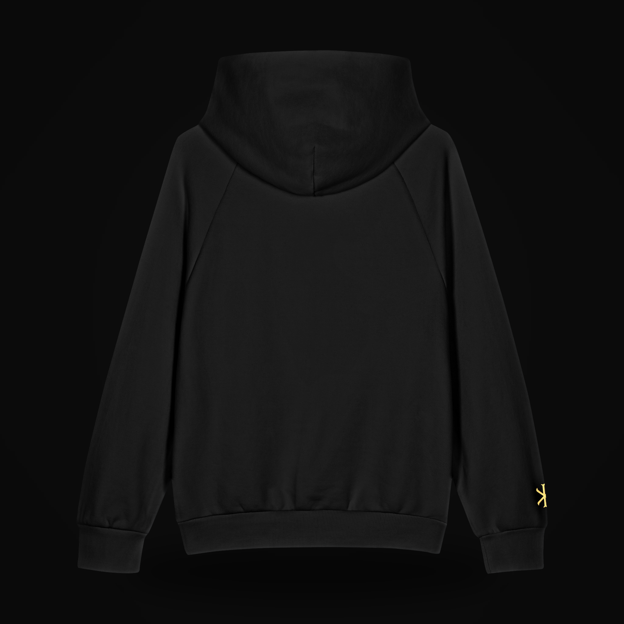 VERITAS IN MUTATIO HOODIE — back, chi-rho at the cuff